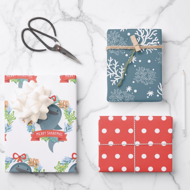 Funny Whale Shark Christmas Wrapping Paper Sheet (Front)