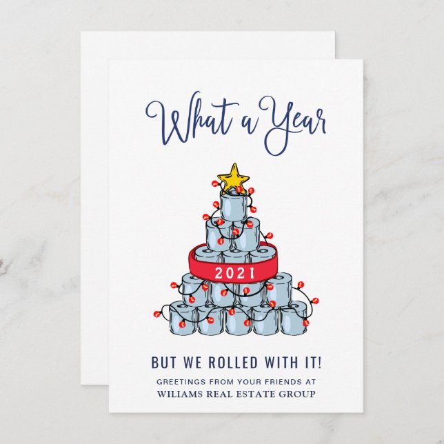 Funny What a Year Christmas Corporate Holiday Card (Front/Back)