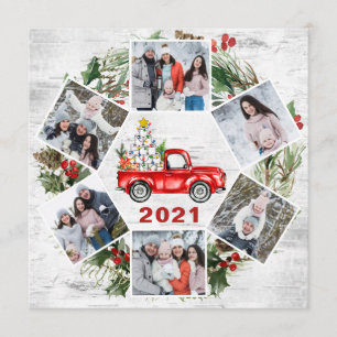 Funny What a Year Christmas Red Truck 6 PHOTO Holiday Card