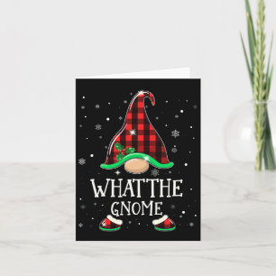 Funny What Gnome Buffalo Plaid Matching Christmas Card