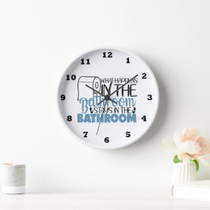 Funny what happens bathroom word art  clock