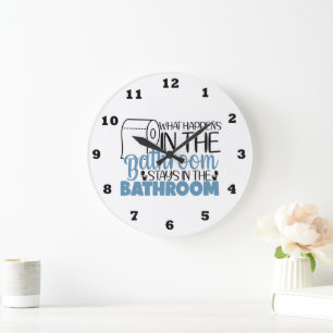 Funny what happens bathroom word art  large clock
