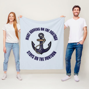 Funny What Happens on the Pontoon Vacation Trip Fleece Blanket