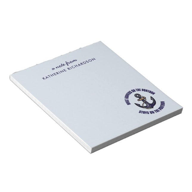 Funny What Happens on the Pontoon Vacation Trip Notepad (Angled)