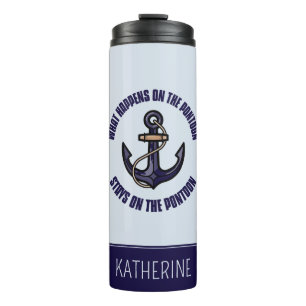 Funny What Happens on the Pontoon Vacation Trip Thermal Tumbler