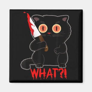 Funny What_ Y Black Halloween Cat Stab Kittens Magnet
