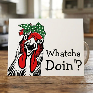 Funny Whatcha Doin Chicken Green Bandanna  Postcard