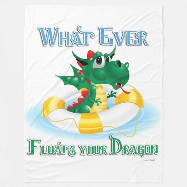 Funny Whatever Floats Your Dragon Fleece Blanket (Front)