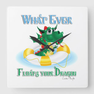 Funny Whatever Floats Your Dragon Square Wall Clock