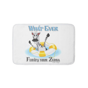 Funny Whatever Floats your Zebra Bath Mat
