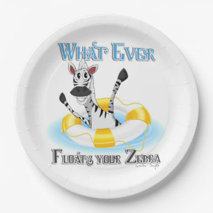 Funny Whatever Floats your Zebra Paper Plate