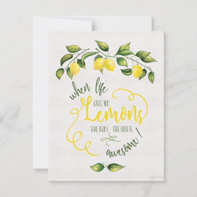 Funny When Life Gives You Lemons Note Card (Front)