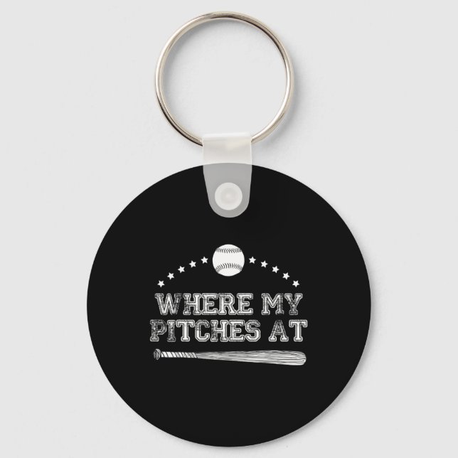 Funny Where My Pitches At Softball Pitcher Gift  Key Ring (Front)