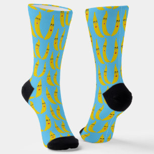 Funny Whimsical Bananas Pattern Fun Fruity Faces  Socks