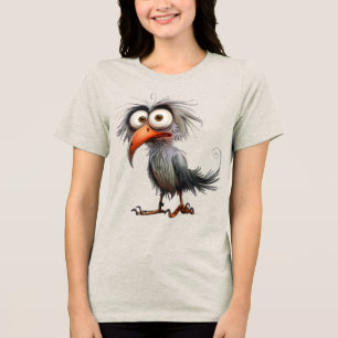 Funny whimsical bird Tri-Blend shirt