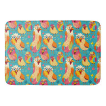 Funny Whimsical Cartoon Abstract Chickens