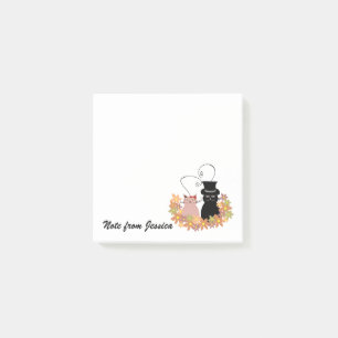 Funny whimsical cat love couple personalised post-it notes