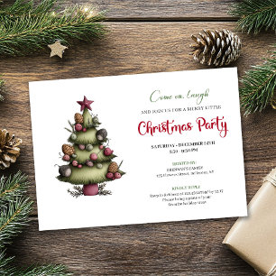 Funny Whimsical Christmas Tree Festive Celebration Invitation