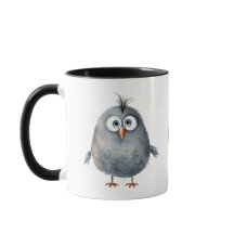 Funny whimsical cute early bird cartoon coffee