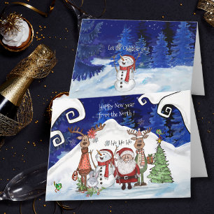 Funny Whimsical Happy New Year from the North Card