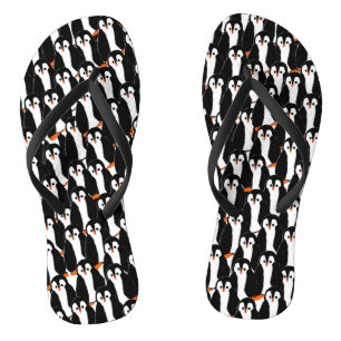 Funny Whimsical Piles of Penguins Thongs