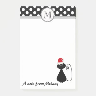 Funny whimsical Santa cat polka dots monogram Post-it Notes