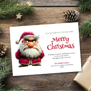Funny whimsical Santa digital holiday greeting Card