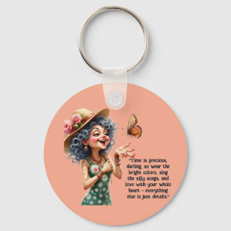 Funny Whimsical Woman Key Ring