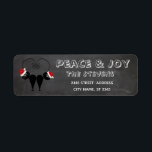 Funny whimsy black santa cat couple return address label<br><div class="desc">Elegant trendy holiday Christmas Santa cat couple winter chalkboard design.</div>