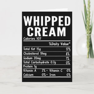 Funny Whipped Cream Nutrition Facts Thanksgiving F Card