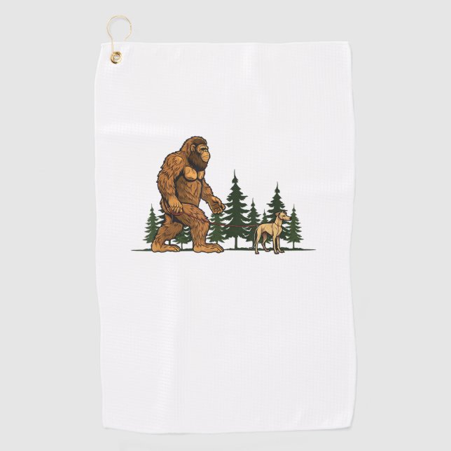 Funny Whippet Bigfoot Dog Walking Dog Mum Dad Kids Golf Towel (Front)