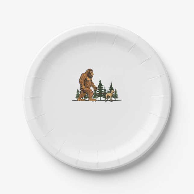 Funny Whippet Bigfoot Dog Walking Dog Mum Dad Kids Paper Plate (Front)