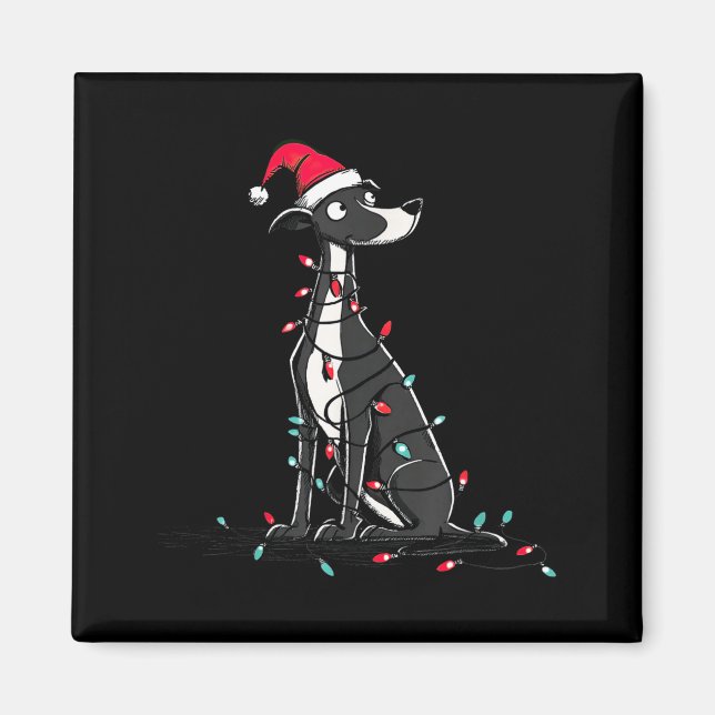 Funny Whippet Christmas Graphics Dog Lights Lover  Magnet (Front)