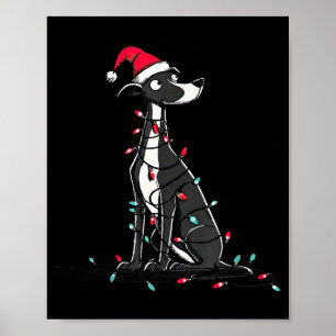 Funny Whippet Christmas Graphics Dog Lights Lover  Poster
