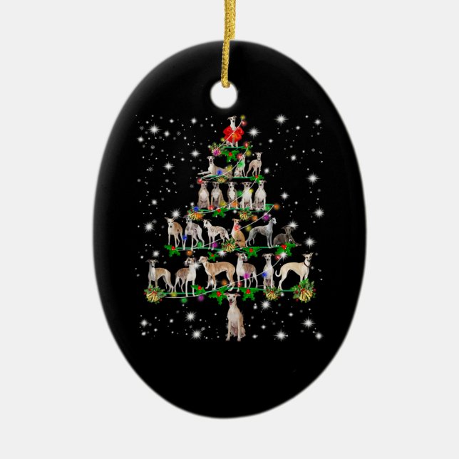 funny whippet christmas tree  ornament decor gift (Front)