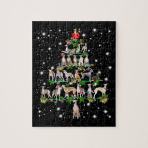 funny whippet christmas tree  ornament decor gift jigsaw puzzle