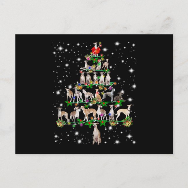 Funny Whippet Christmas Tree  Ornament Decor gift Postcard (Front)