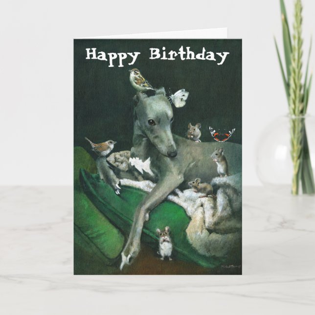 Funny Whippet Dog Birthday Card (Front)