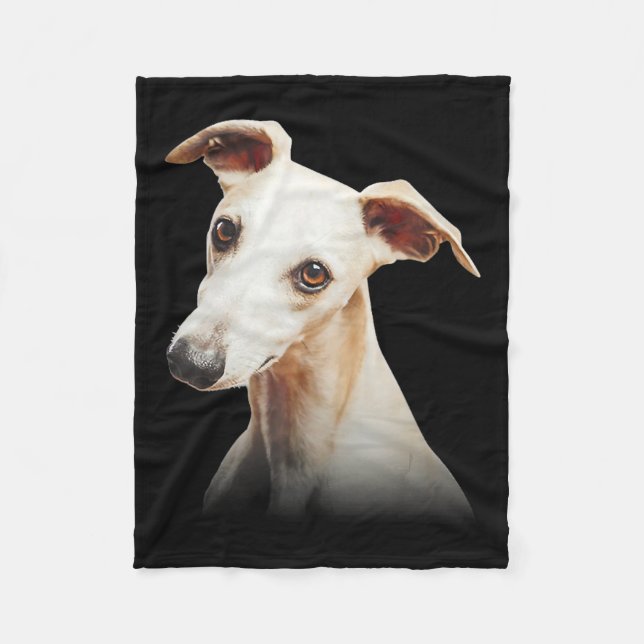 Funny Whippet Face Whippet Smile Whippet Only Face Fleece Blanket (Front)