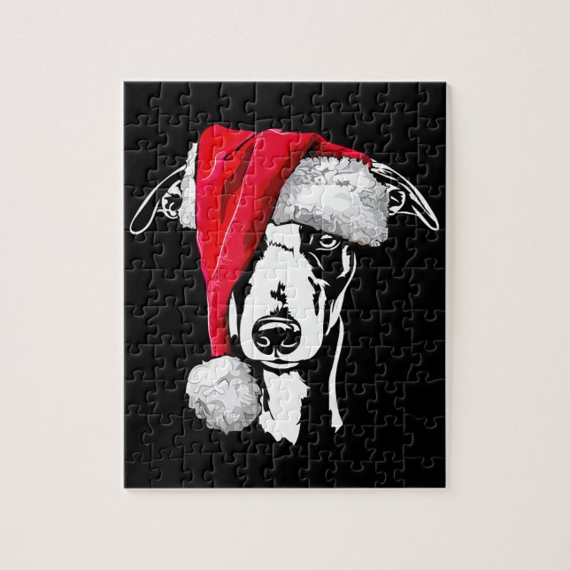 funny whippet Santa christmas dog Jigsaw Puzzle (Vertical)