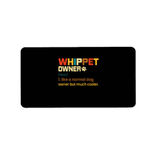 Funny Whippet Vintage Retro Dog Mum Dad Gift T-Shi Label