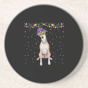Funny Whippet Wearing Carnival Mask Mardi Gras Bea Coaster