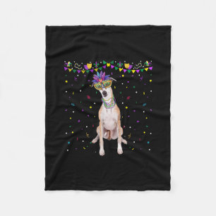 Funny Whippet Wearing Carnival Mask Mardi Gras Bea Fleece Blanket