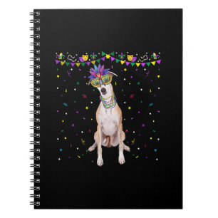 Funny Whippet Wearing Carnival Mask Mardi Gras Bea Notebook
