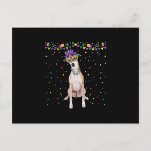 Funny Whippet Wearing Carnival Mask Mardi Gras Bea Postcard