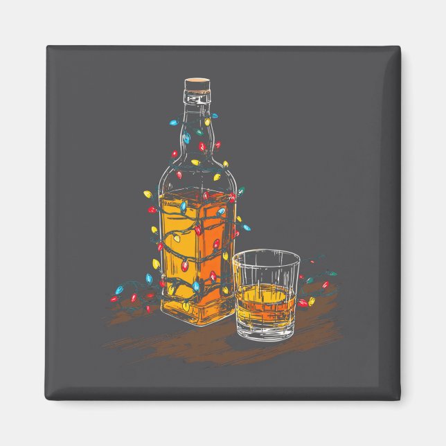 Funny Whiskey Christmas Graphics Lights Lover Long Magnet (Front)