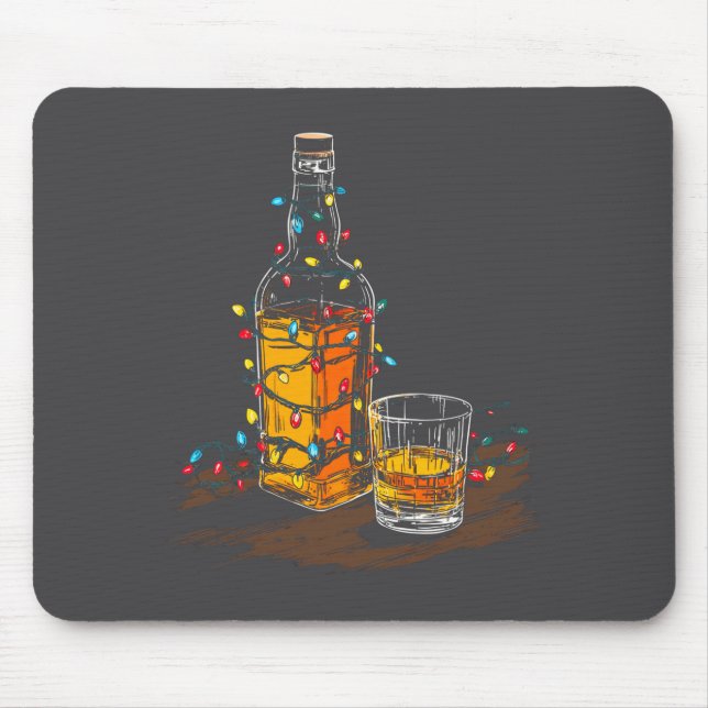 Funny Whiskey Christmas Graphics Lights Lover Long Mouse Pad (Front)