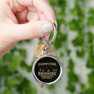 Funny Whiskey Drinking Camping Camper Sayings Key Ring