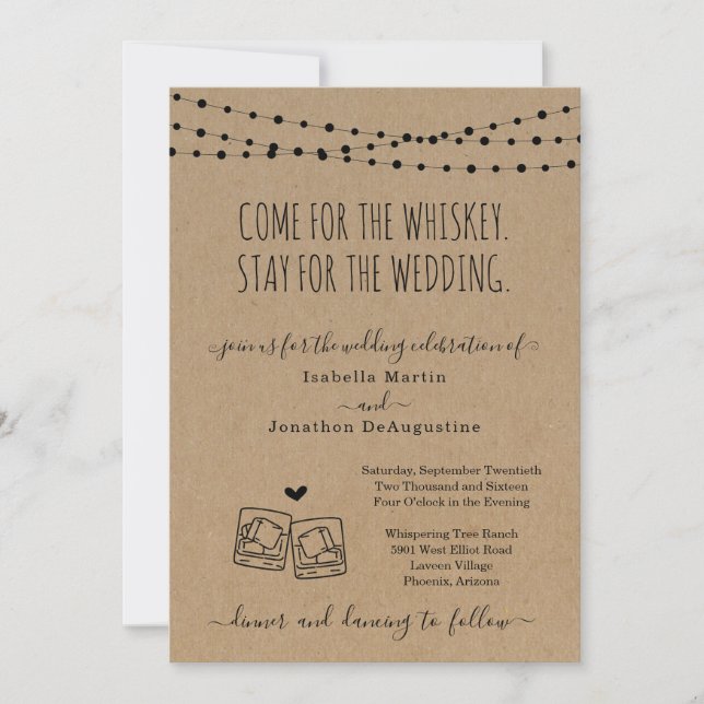 Funny Whiskey Theme Wedding Invitation (Front)