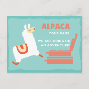 Funny White Alpaca Travel Postcard
